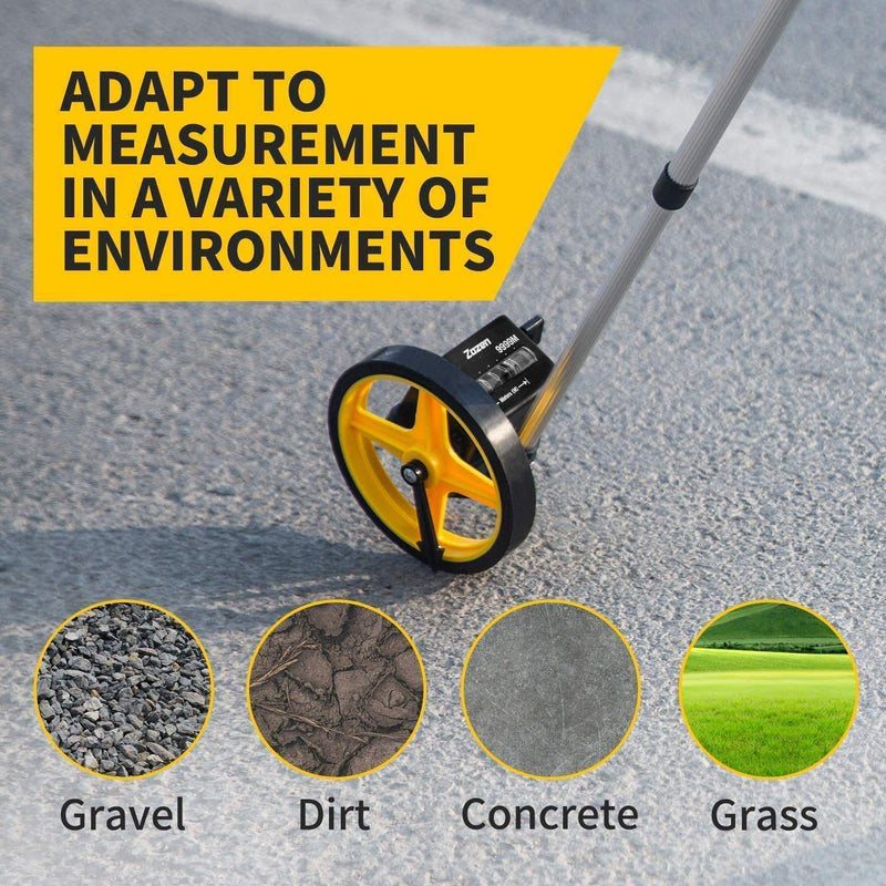 Zozen Measuring Wheel in Meters, Meters Measure Wheel – Metric Units [Up to 9,999m], Rolling Measurement with Carrying Bag, Telescopic/One Key to Reset/Starting Point Arrow.