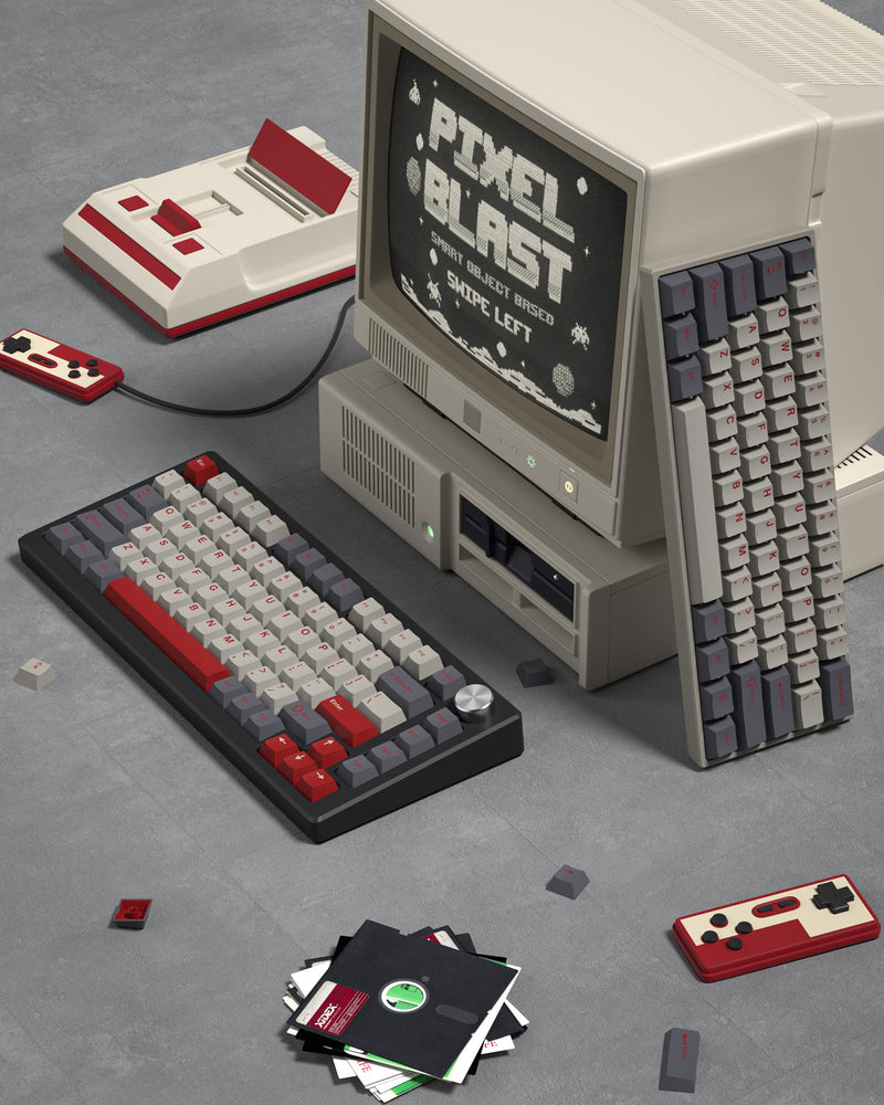 Womier Keycaps, Custom PBT Doubleshot Keycaps 60 65 75 100 Percent, Cherry Profile Retro Keycaps, 61/64/68/84/87/100/104/108 Gaming Mechanical Keyboard Keycaps, 132 Keys Keycaps Set (Gorpcore Style) Gorpcore Style