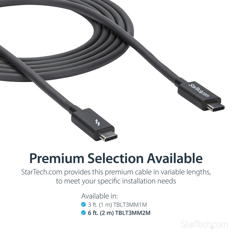 StarTech 6.6ft/2m Passive Thunderbolt 3 Cable 20Gbps, 4K60, 100W, Certified 6ft 20Gbps | Black