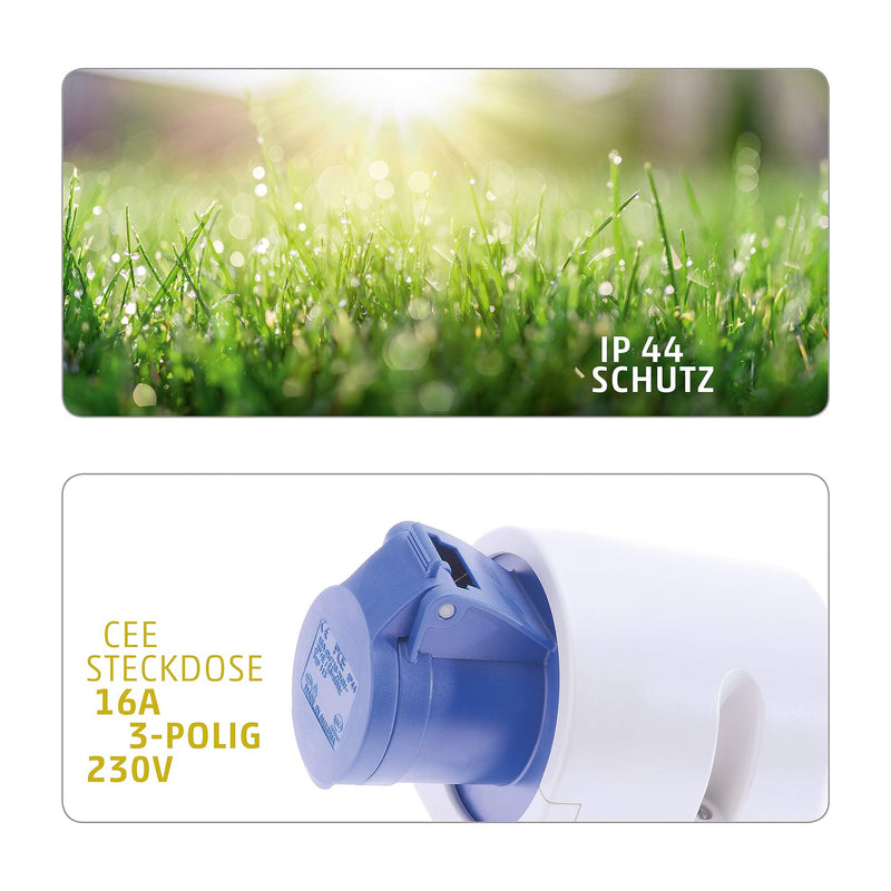 CEE surface-mounted socket - Provides you with optimal power outside - Caravan socket allows the use of all electrical devices, is suitable for continuous current - Camping socket IP44, blue wall socket
