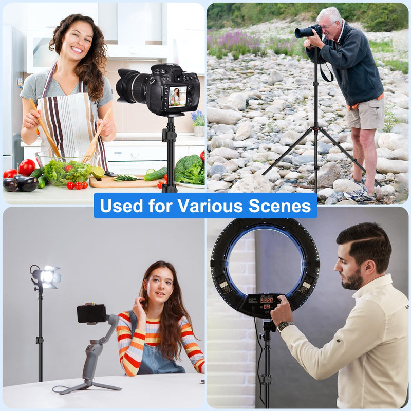 Anautin Extendable Light Stand Photography, 6.6ft/2m Light Tripod Stand for Travel, 13lb/6kg Heavy Duty Studio Lighting Stand for Continue Output Lighting, Flash, Strobe, Webcams, Camera, Softbox