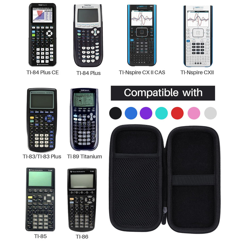 Hard Case Compatible with Texas Instruments TI-84 Plus CE/TI-84 Plus/TI-Nspire CX II CAS/TI-Nspire CX II/TI-83 Plus/TI-89 Titanium/TI-85 / TI-86 Color Graphing Calculator (Black) Black Case