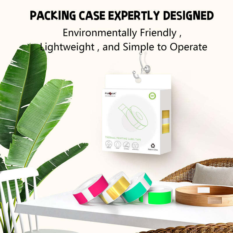 PARLAIM Printing Label Stickers 130pcs 14X50mm (1/2" X1 7/8") Self Adhesive Thermal Label Tape in Dispenser Box Compatible with D30 Labels Maker for Home Office School Bright Gold 1 Roll-130PCS