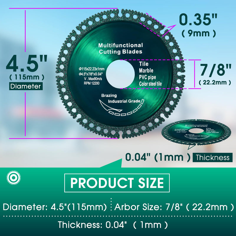 ‎10 Pack 4.5 Inch Indestructible Disc for Grinder, Indestructible Disc 2.0 for Angle Grinder 7/8''-Cut Everything in Seconds, Cutting Discs for Smooth Cutting, Chamfering, Grinding Materials Green (115mm) 10.0