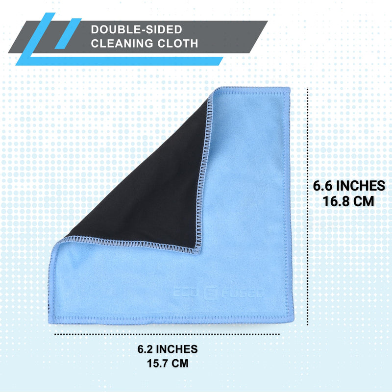 Eco-Fused Microfiber Cleaning Cloths - 5 Pack - Double-Sided Cleaning Cloths - Microfiber and Suede Cloth for Smartphones, LCD TV, Tablets, Laptop Screens, Camera Lenses and Delicate Surfaces 5 Pack - 6.6 X 6.2" (Blue)