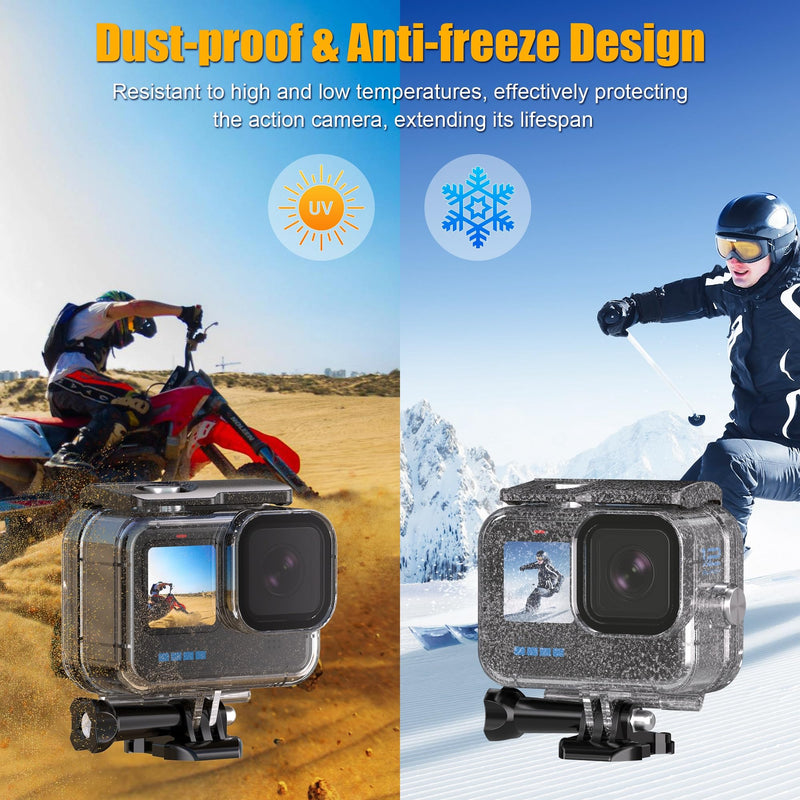 Waterproof Case with Dive Filters for Go Pro Hero 12 Black/Hero 11 Black/Hero 10 Black/Hero 9 Black, 230 FT/70M Underwater Protective Housing Dive Kit, Professional Action Camera Dive Accessory