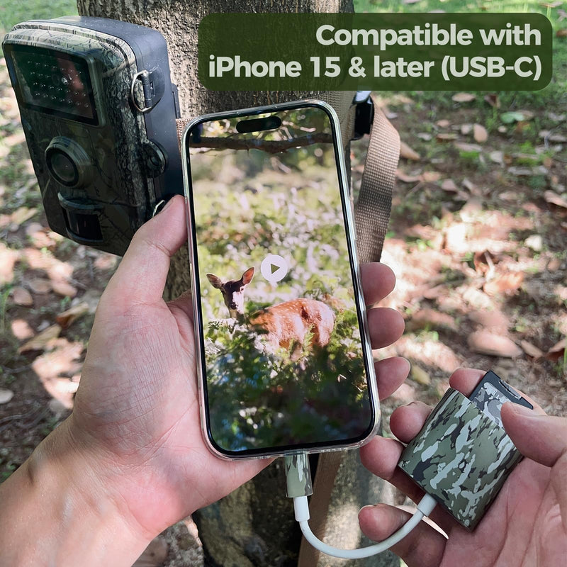 Trail Camera Viewer, Game Camera SD Card Reader for Hunters to View Images and Videos for iPhone 15 or Later and Android (USB-C) For iPhone 15 or later, Android (USB-C)