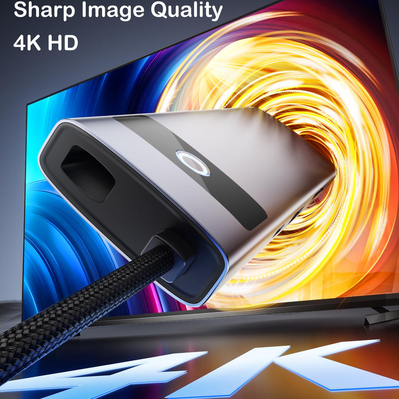 7-in-1 USB C Hub,4K 30Hz HDMI Adapter, USB-C Docking Station with 100W PD,TF/MicroSD Card Reader,USB-A 2.0,3.0,Type-C 3.0 Ports,Compatible with MacBook Pro/Air,iPad,iPhone15/Pro Max 7 in 1