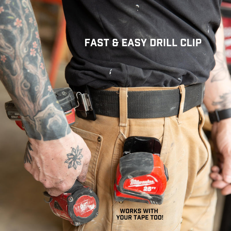 Holstery DriverMaster | Clip-On Tool Belt Drill Holder - Simple Hook Holster for Cordless Drill, Impact, Nailer, Tape Measure, or Any Tools with Hanger Clips DriverMaster PRO