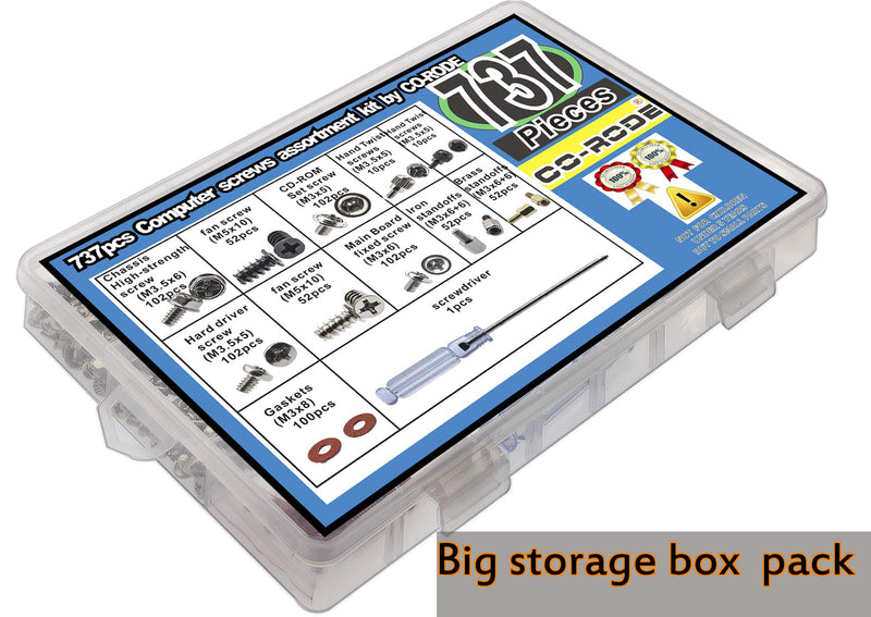 737pcs #6-32 Computer Screws, Motherboard Screws, Standoffs, PC Screw Assortment Kit for Hard Drive, Computer Case, Motherboard, Fan, Power Graphics