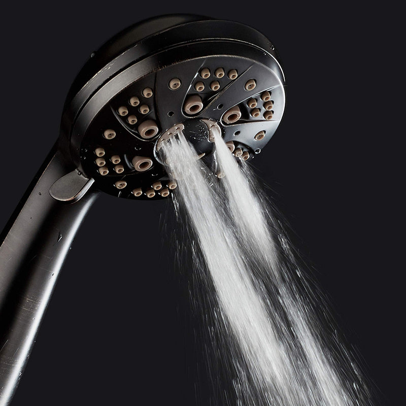 AquaDance High Pressure 6-Setting Hand Held Shower Head with Extra-Long 6 Foot Hose & Bracket – Anti-Clog Nozzles - USA Standard Certified - Top U.S. Brand - OIL RUBBED BRONZE