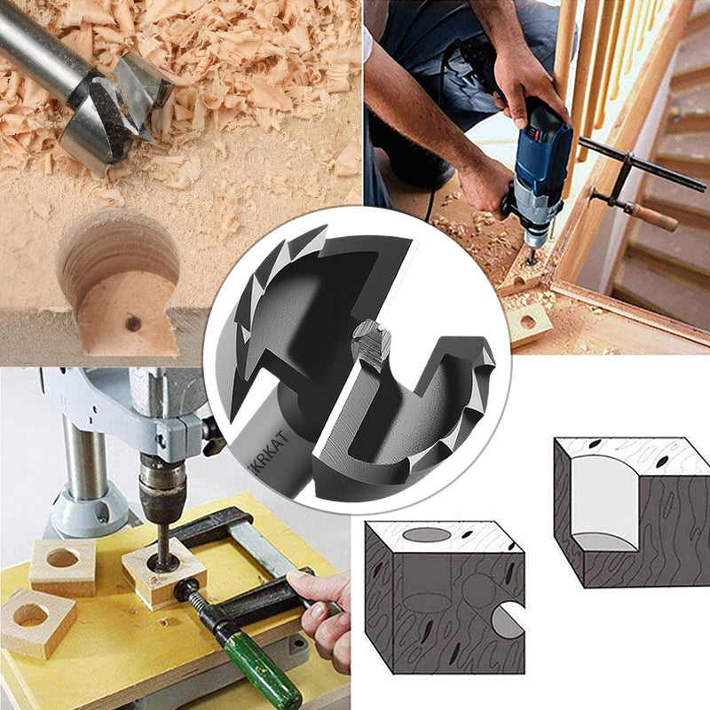 DECKRKAT 2-Piece 2-1/8" Forstner Drill Bits - Smooth Flat Bottom Drill Bits for Wood, Hard & Soft Wood Drilling, 3/8" Shank Fits Drills/Drill Presses. (54mm) 2-1/8"