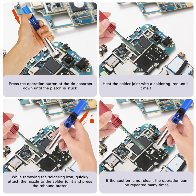 Molain 2pcs soldering pump, desoldering pump set, professional desoldering suction pump for suction of liquid solder, essential accessory for professional welders, desoldering valve pump, solder remover (gold + blue)