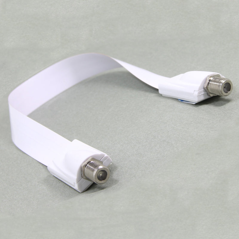 Ancable Window and Door Feed Thru Jumper Cable,1-Pack 1ft (32cm) F-Type Female to Female Flat Coax TV Cable Extension Adapter for Antenna, DirectTV and Dish Tailgater, White,Ultra Slim Paper Thin