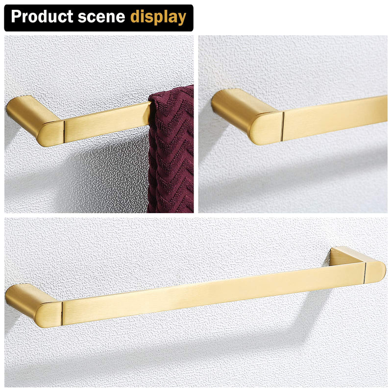 RANDOM Brushed Gold Towel Bar Rack Holder Rod 18 inch Hand Towel Holder for Bathroom Kitchen Hardware Accessories Wall Mount Contemporary Hotel Style 96026-2-18BG 18 Inch (1 Piece)