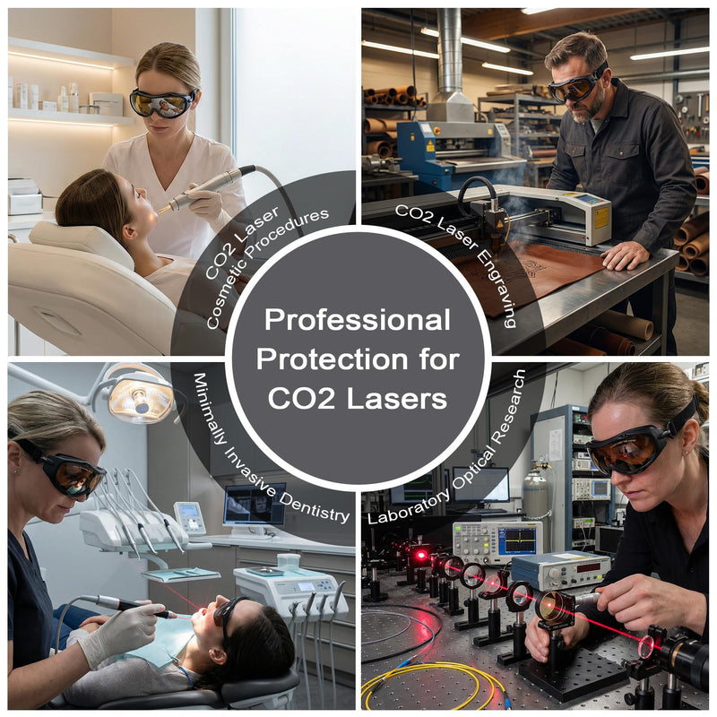 MCWlaser CO2 Laser Safety Goggles 10600nm 10.6um OD5+ Eye Protection Glasses For CO2 Laser Engraver Cutting Cutter EP-4 Style 10 Pro 10