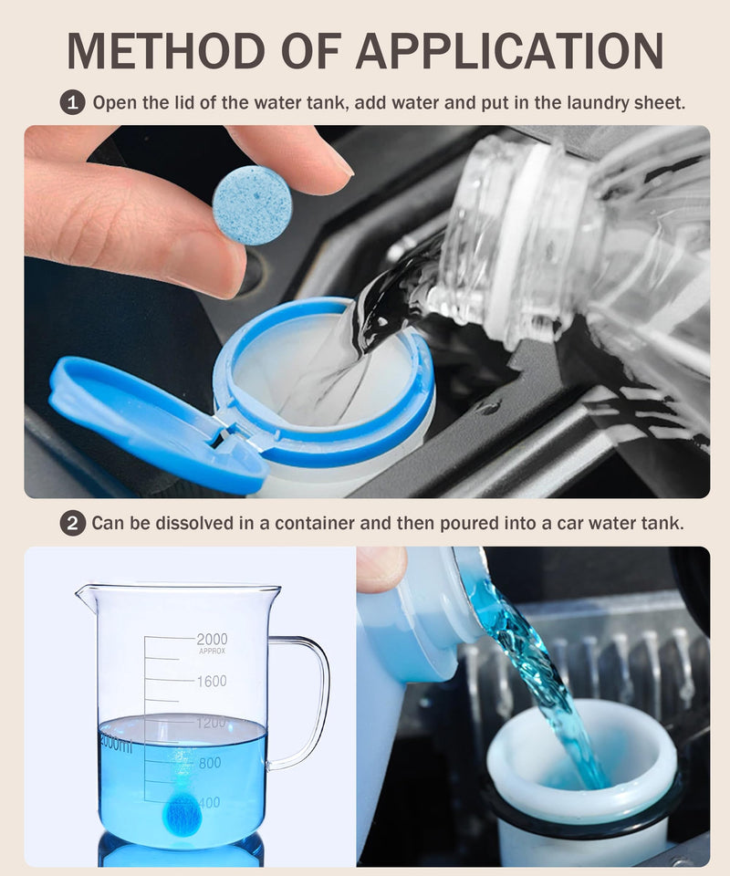 50PCS Windshield Washer Fluid,Windshield Wiper Fluid,Car Accessories Wiper Fluid Concentrate,Car Windshield Washer Fluid Concentrated Clean,Remove Glass Stains,Fit for Car Window Glass