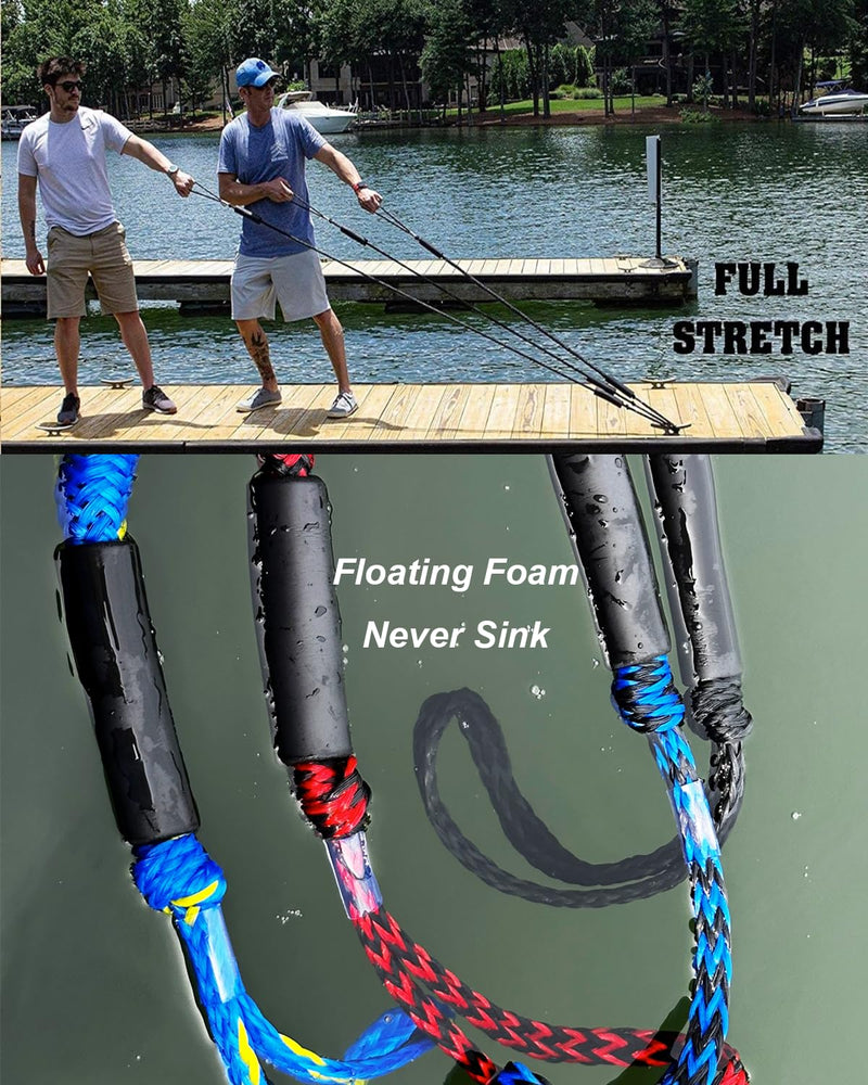 Bungee Boat Dock Line Mooring Rope Boat Accessories Docking Lines PWC Dockline for Boats Kayak, Jet Ski, Pontoon, Canoe, Power Boat WaveRunner, 4 Pack (Red&Black, 4-5.5) 4-5.5 feet Red&Black