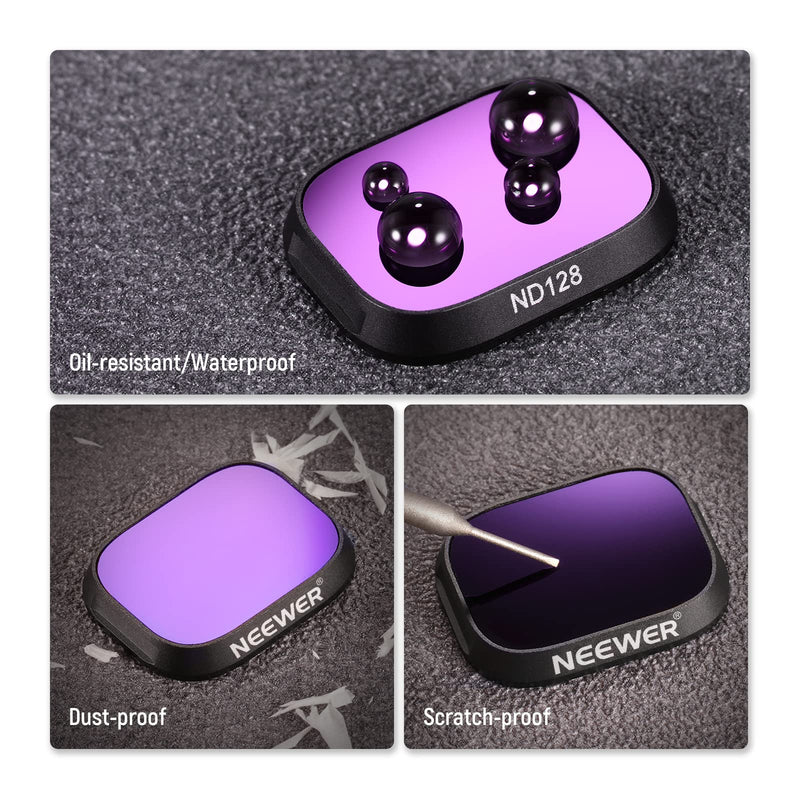 NEEWER ND Filter Set Compatible with DJI Mini 3/Mini 3 Pro, 6 Pack CPL ND8 ND16 ND32 ND64 ND128 Neutral Density Filter Drone Lens Accessory, Multi Coated HD Optical Glass, Aluminum Alloy Frame Aluminium 21.45*17.02*3.28mm