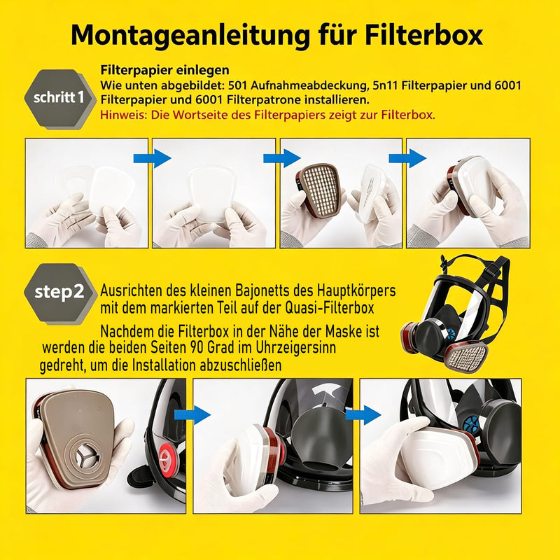 Full Face Respirator Mask with 40mm Activated Carbon Filter 6001CN Filters for Gas, Dust, Spray Paint and Chemicals Mask+6001+20Filters