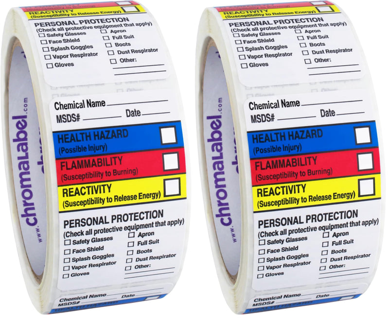 ChromaLabel 1.50 x 2.50 Inch HMIG Write-in Labels, 250 Sticker per Roll (Pack of 2) 1-1/2" x 2-1/2" (Pack of 2)