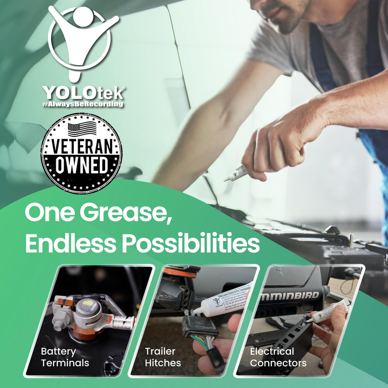 Silicone Dielectric Grease Automotive/Marine 10g by YOLOtek Veteran Owned. Silicone Grease for Electronics, Spark Plugs & Battery Terminals Silicone lube. Protects Electrical Connectors. Grease Tube