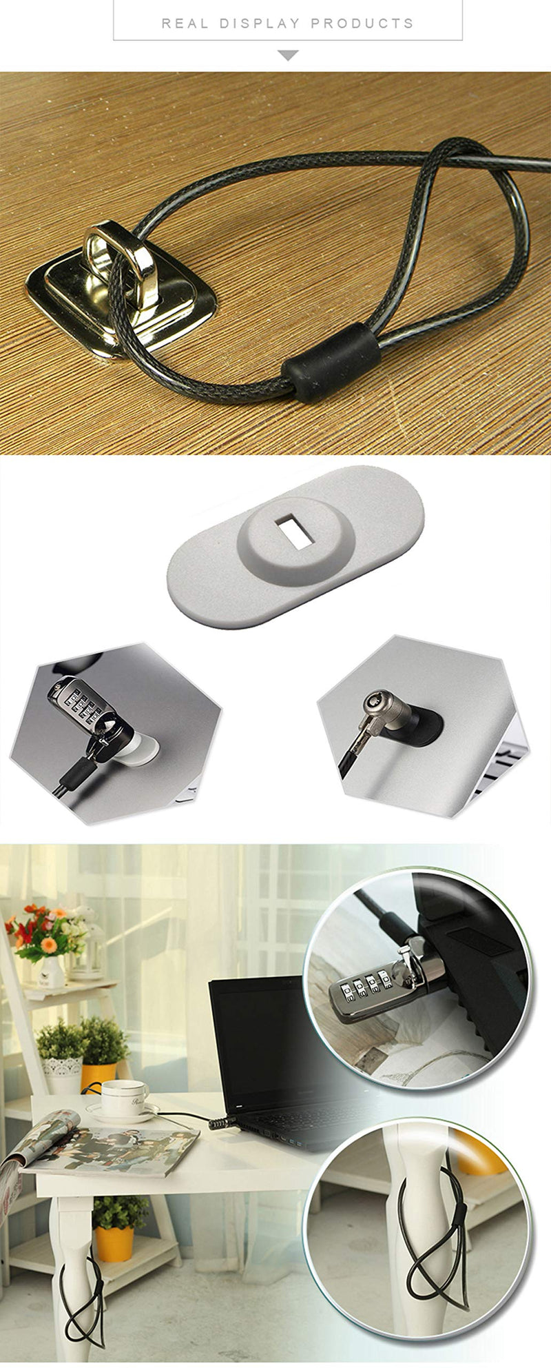 Combination Security Lock Cable for Notebook Laptop Pc Computer Monitor LCD - 2m Cable Black Anchor+sticky Board+laptop Lock
