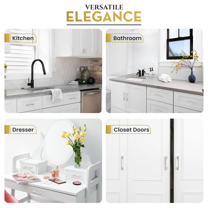 Southern Hills Brushed Nickel Cabinet Pulls - 96mm - Satin Nickel Drawer Handles, Modern Kitchen Cabinet Handles, Silver Kitchen Handles for Cabinets and Drawer Pulls, Cupboard Door Hardware 3.75 inches 5 pack