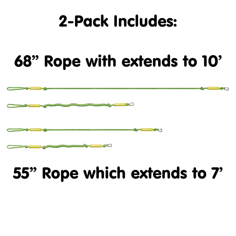 Skog Å Kust Premium PWC Bungee Dock Lines 2-Pack: 4 & 6 Foot Lengths Green & Yellow