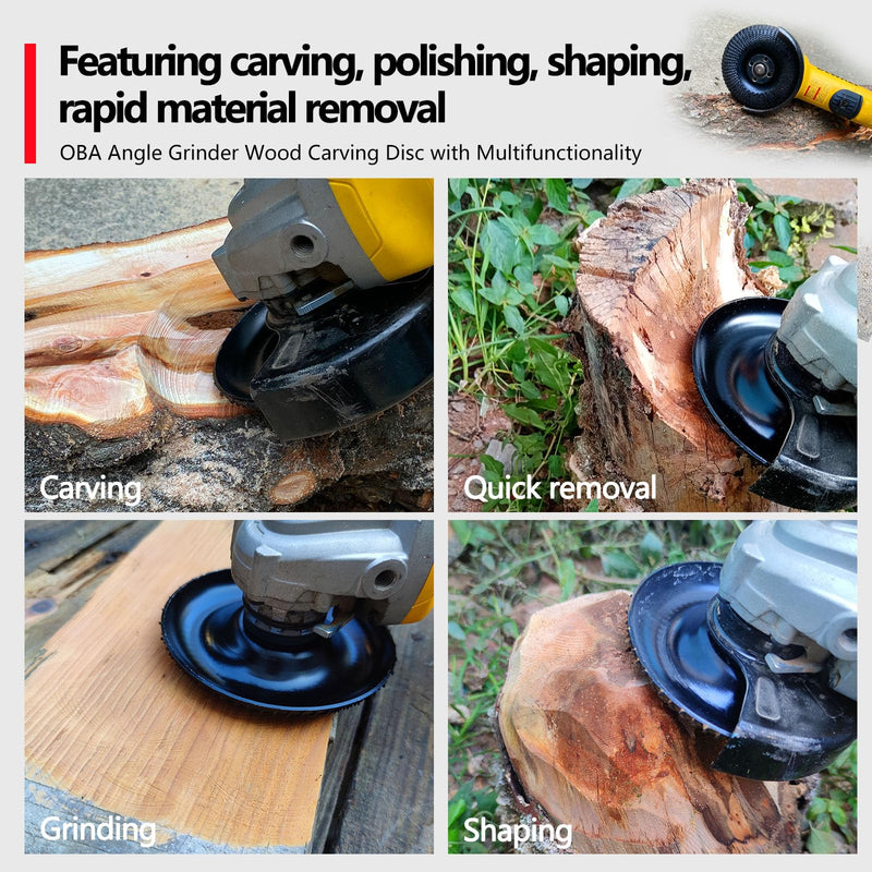OBA wood grinding disc for angle grinder 125 mm wood carving disc, tungsten carbide wood grinding, sanding discs for shaping, grinding, carving, 125 mm curved