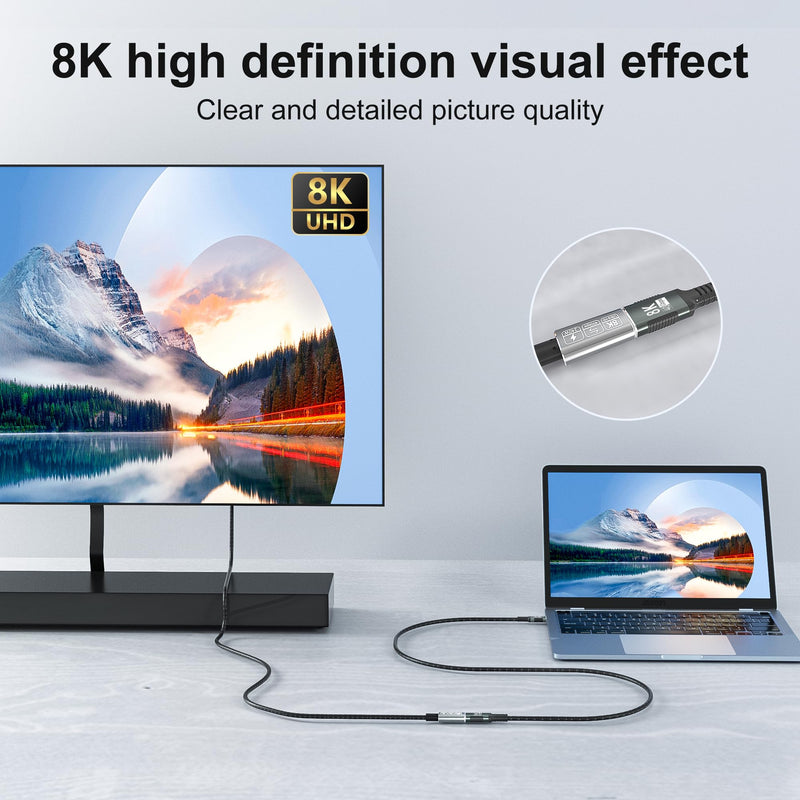 USBC Extension Cable Long 10FT,Compatible with Thunderbolt 5 Extender 40Gbps Data Transfer, USB c Male to USB c Female Cable, 8K Display/PD 240W, for Thunderbolt 4/3/USB 5/4/SSD,eGPU. 10 feet