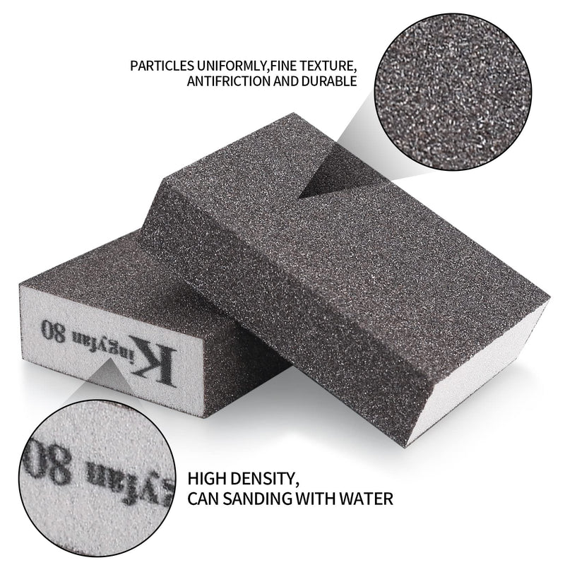 Aoyfuwell 12 pieces sanding sponge, sanding blocks, hand sander, 60/80/100/120/180/220 grit sandpaper washable reusable for sanding, polishing metal, wood, steel, stainless steel