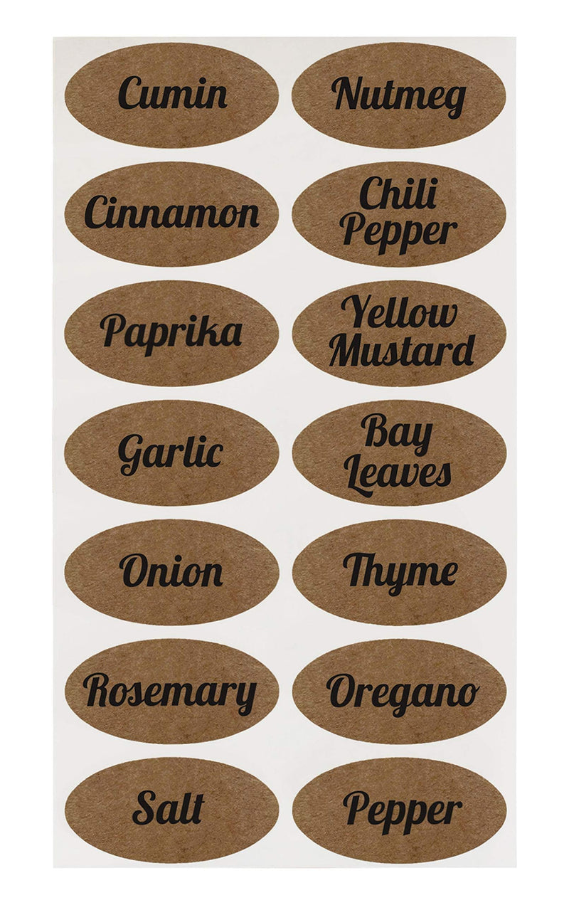 ChromaLabel 1 x 2 Inch Oval Kraft Labels, Imprinted, 112 Stickers per Pack, Assorted Spices (Pack of 2) 1" x 2" (Pack of 2)
