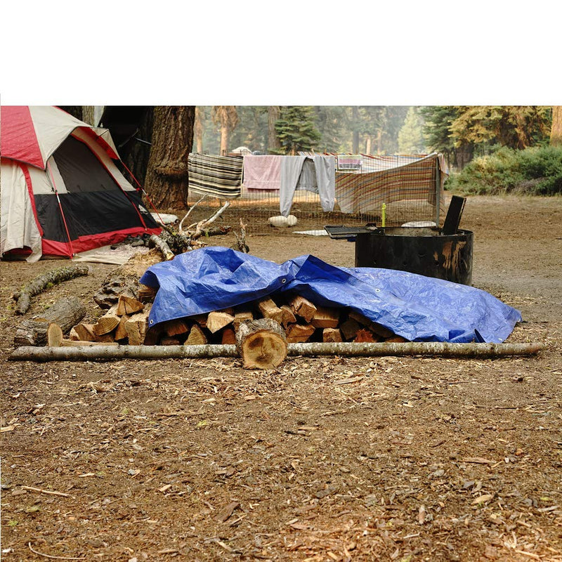 Grizzly Tarps by B-Air 6' x 8' Large Multi-Purpose Waterproof Heavy Duty Poly Tarp with Grommets Every 36", 8x8 Weave, 5 Mil Thick, for Home, Boats, Cars, Camping, Protective Cover, Blue 6' x 8'