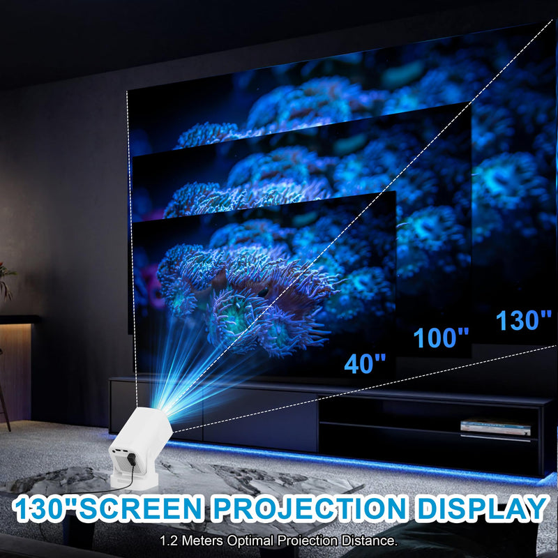 Update Mini Projector With WIFI 6 and Bluetooth 5.4, Portable Projector 210° Rotatable Support with Full HD 4K, Auto Focus & Keystone, 40“-130” Screen Movie Projector for Laptop/PC/Smartphone HY260pro