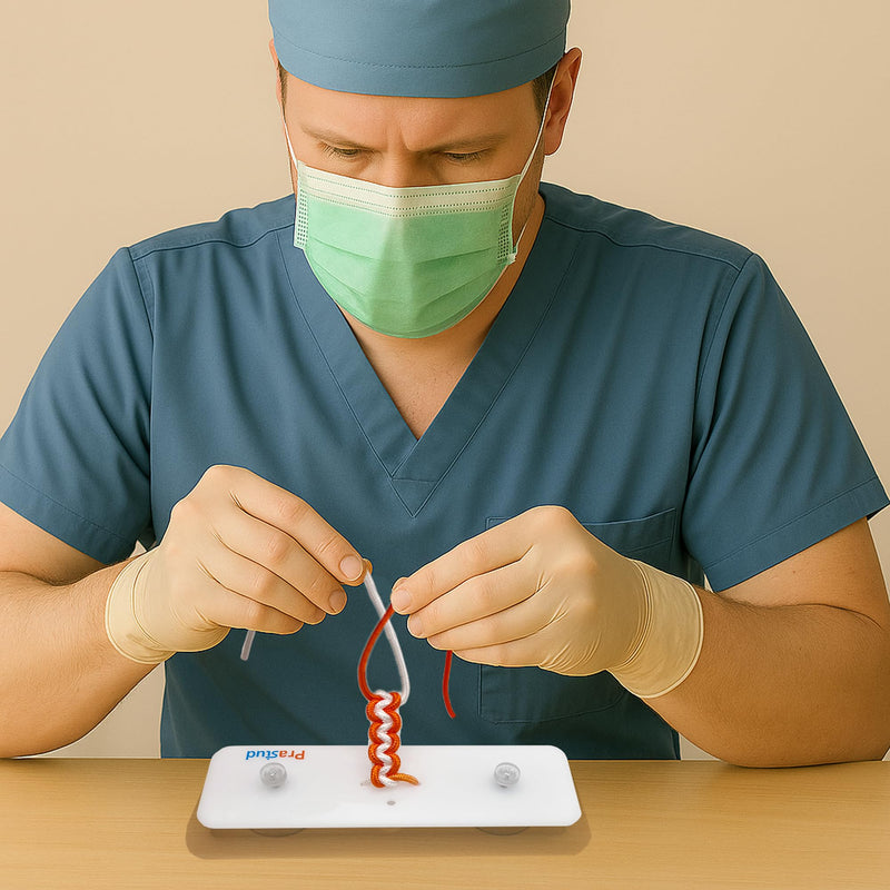 Suture Knot-Tying Kit with Online Tutorials, Surgical Suture Practice Board with Cords and Rubber Bands