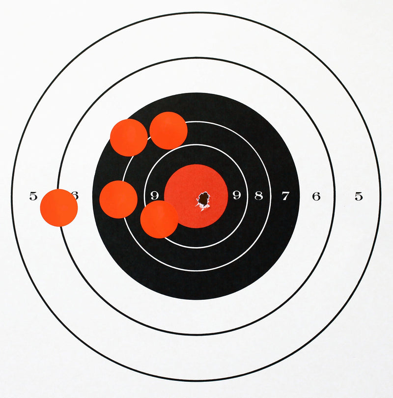 ChromaLabel 1 Inch Permanent Round Target Pasters for Shooting and Marksmanship, 1000 Labels per Dispenser Box, Fluorescent Red