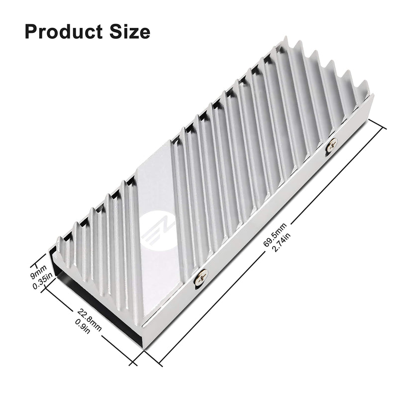 EZDIY-FAB M.2 2280 SSD Heatsink, Double-Sided Heatsink, High Performance SSD Cooler for PC/PS5 for PCIE NVME M.2 SSD or SATA M.2 SSD-Silver Silver