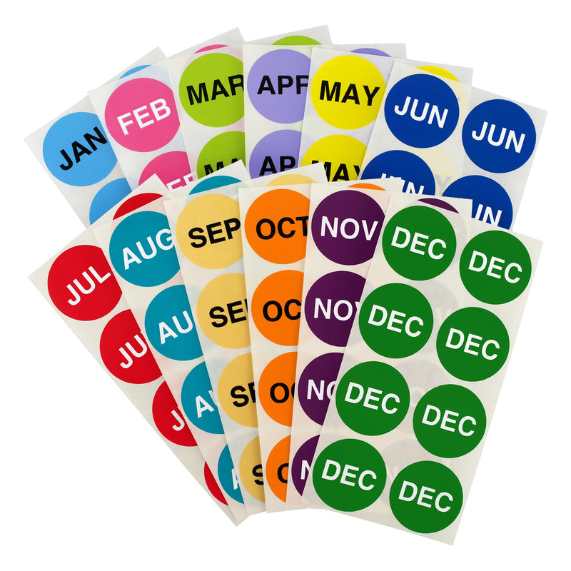 ChromaLabel 1.50 Inch Round Month Labels, 288 Stickers per Pack, Variety Pack 1