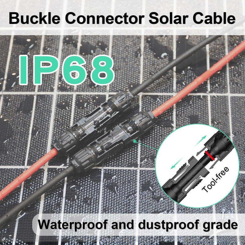 Solar Connectors Cable for 2 Solar Panels, Parallel 10AWG Solar Panel Connectors Y Branch Adapter Tool-Free (FMM/MFF) For 2 Solar Panels 1.6FT (FMM/MFF)