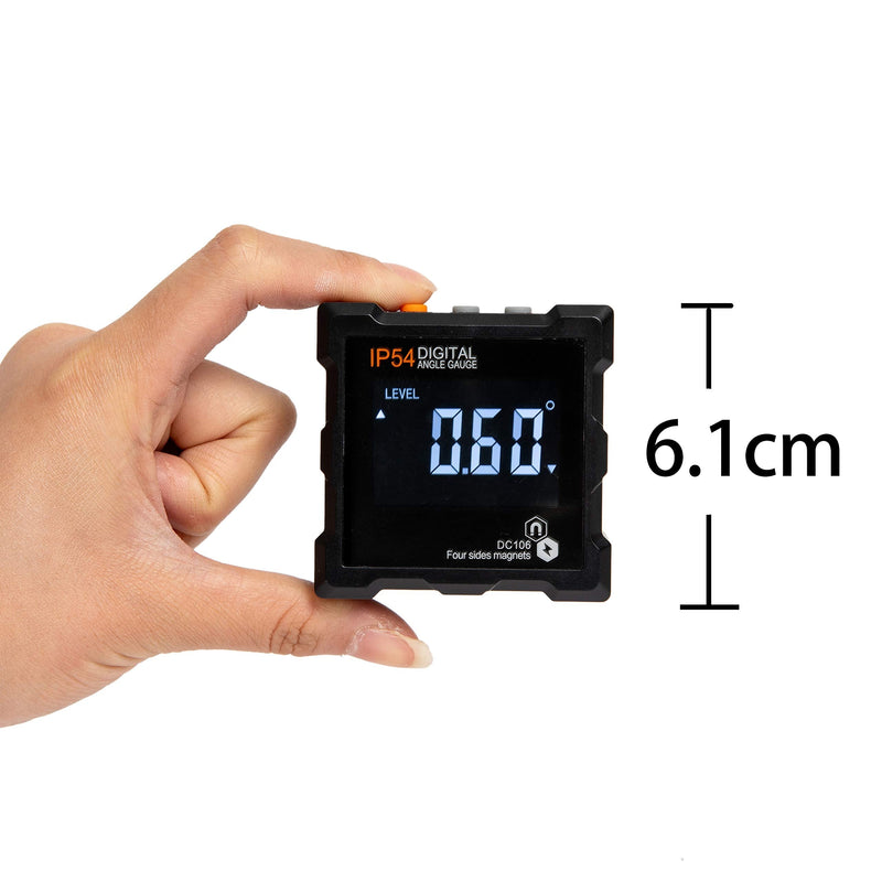 Beslands Digital Protractor Magnetic Bevel Box Inclinometer LCD Waterproof Angle Gauge Integrated 4 Magnets Inclinometer 4 Side Magnets