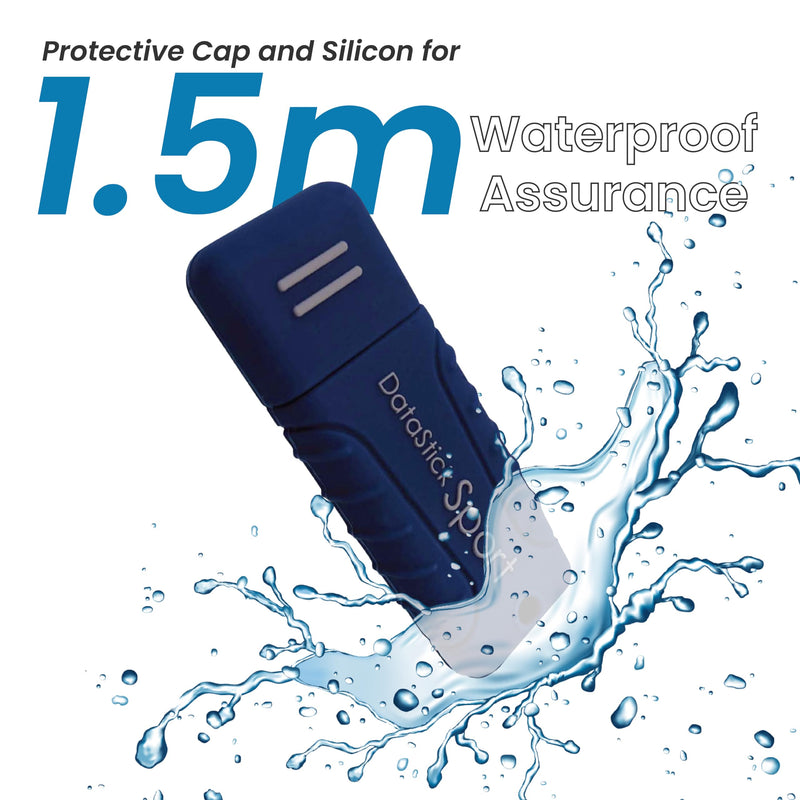 Centon Electronics MP Essentials DataStick Sport USB 3.0 Flash Drive, Waterproof USB Drive, Shock-Resistant Silicon Case, Versatile USB Stick, 128 GB Storage Capacity, Navy Blue Pack of 1