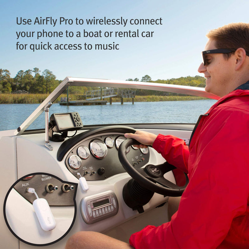 Twelve South AirFly Pro Deluxe | Bluetooth Wireless Audio Transmitter/Receiver for up to 2 AirPods/Wireless Headphones Use with 3.5mm Audio Jack; International Headphone Adapter & Travel Case White