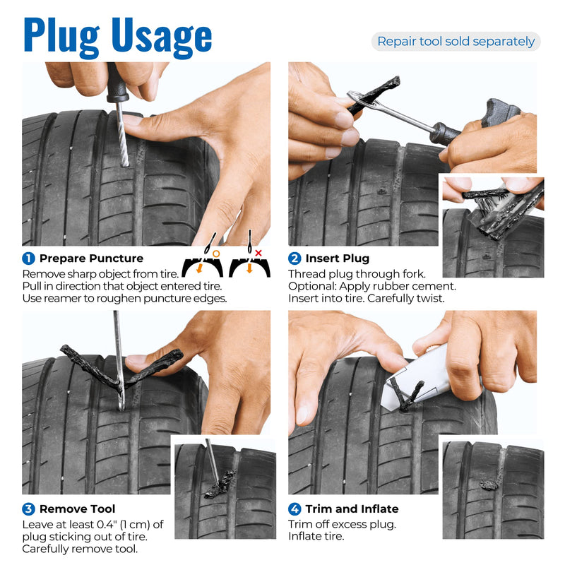 Tire Plugs Heavy Duty (4", 30 Pack) - ⌀1/4" (6mm) Tubeless Tire Plugs for Car, ATV/UTV, Professional Tire Repair Plugs for Tire Flats, Essential for Tire Plug Kit or Tubeless Tire Repair Kit 4"