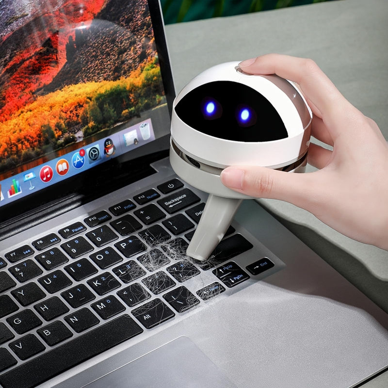Desktop Vacuum Cleaner Mini,Cordless & Portable,Dust & Crumb Sweeper,Cute Cartoon Robot,USB,Easy to Remove Dust/Hair/Pet Hair/Crumbs on Desktop/Table/Keyboard/Sofa and etc,Lightweight Design