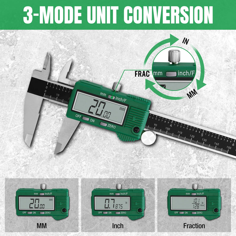 SK 6-Inch Digital Calipers, Vernier Caliper with Large LCD Screen, Caliper Measuring Tool with Auto-Off Feature, Inch/Millimeter/Fraction Conversion, ±0.001" Accuracy