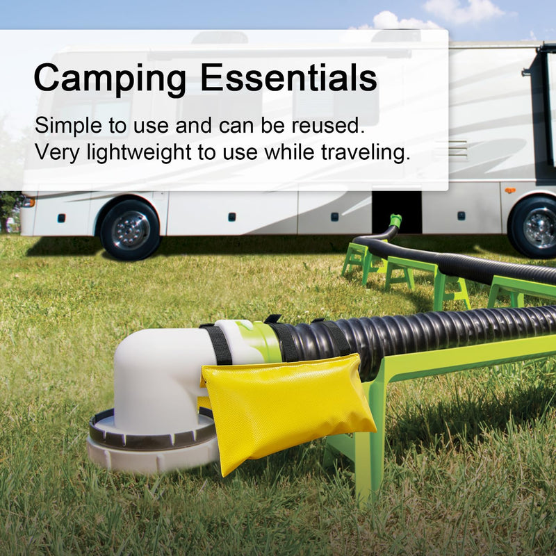 Camper/RV/Trailers Sewer Weight Bag for RV Camping, RV Sewer Hose Fastening Device, Reduces Accidental Spillage, Prevents Waste Lines from Dislodging While Dumping, Yellow-1Pack