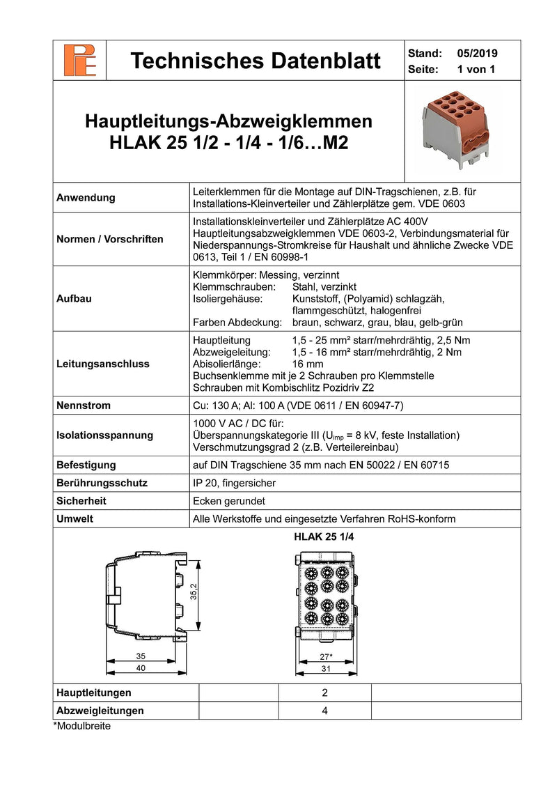 Pollmann branch clamp HLAK 25 1/4 M2 brown