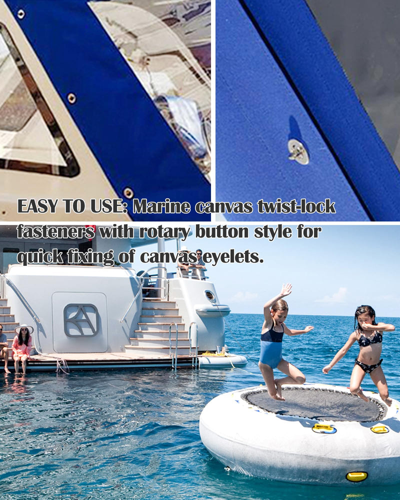 Twist Lock Common Sense Fastener, Marine Grade Plated Brass Turn Buttons for Boats, Sailboats, RVs, Dinghies and Caravans, Brass Main Body and Spring Zinc, Standard Base Fixing(10 PC)