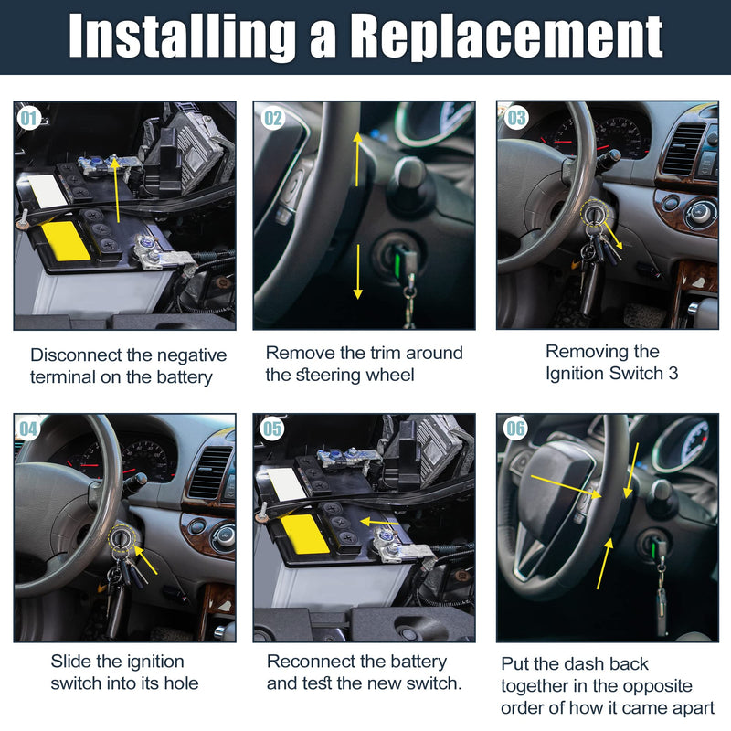 X AUTOHAUX Ignition Switch Lock Cylinder with Key 1F2009012B 1L3Z11582A Replace for Ford F-150 1996-2004 for Ford F-250 1996-2007